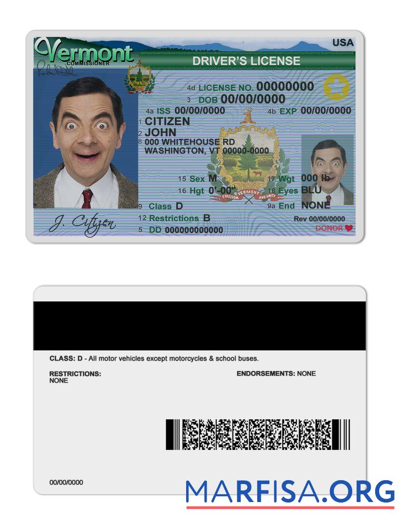 Printable USA Vermont DL (2004 2019) download for verification